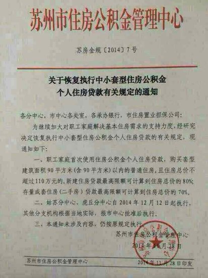 苏州市区公积金再出新政 新房首付可2成最高贷88万